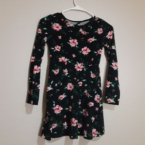 Black dress with flowers.